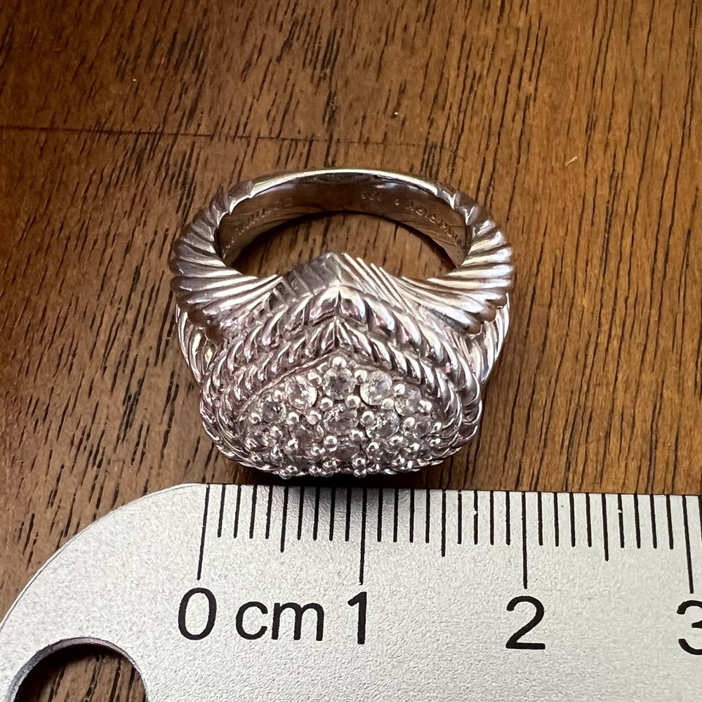 Judith Ripka Sterling Silver Pavé Heart Diamonique CZ Ring Size 6 - Picture 10 of 15